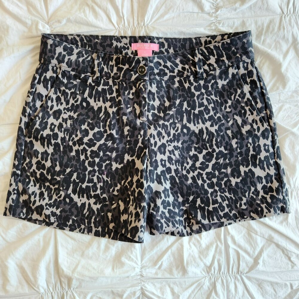 Isaac Mizrahi Size 6 Leopard Print Stretch 5" Tailored Trouser Shorts Mid-Rise